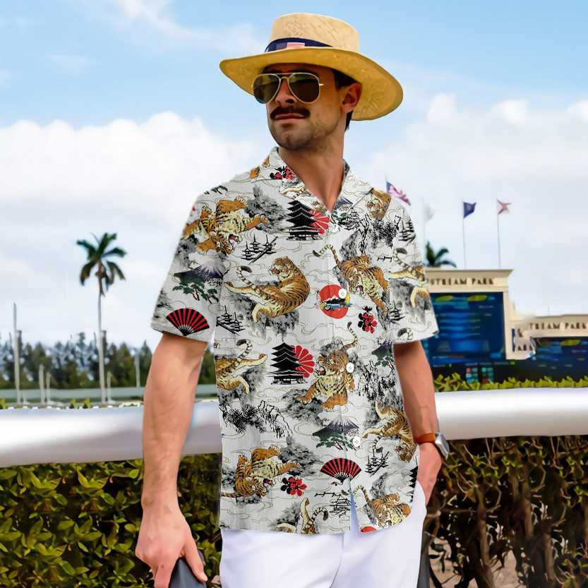 Excellent Japanese Tiger Tattoo Design Hawaiian Shirt,Hawaiian Shirt Gift, Christmas Gift