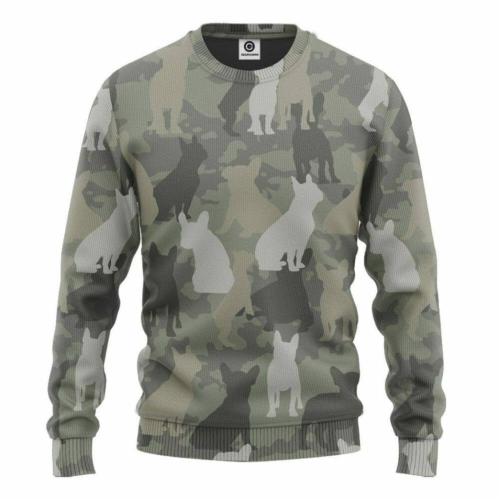 3D Fraincis Bulldog Camo Chustaim Tshirt Éadaí Hoodie