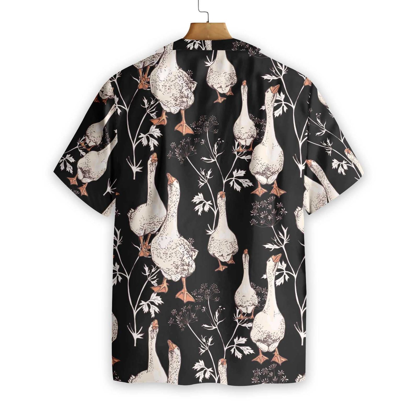 Seamless Gooses On Black Design Hawaiian Shirt, Hawaiian Shirt Gift, Christmas Gift