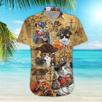 Cute Hawaiian Shirts - Cat Pirate Aloha Hawaiian Shirt - Gift Ideas For Cat Lovers, Hwaiian For Gift