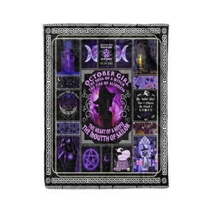 October girl the soul of witch fleece blanket gifts Christmas family gift idea