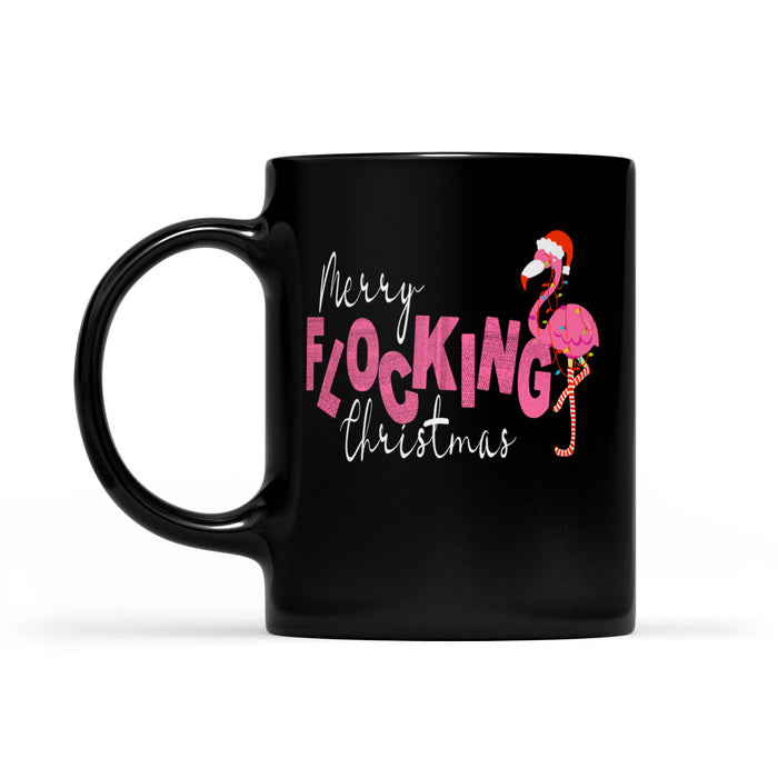 Merry Flocking Christmas.  Black Mug Gift For Christmas
