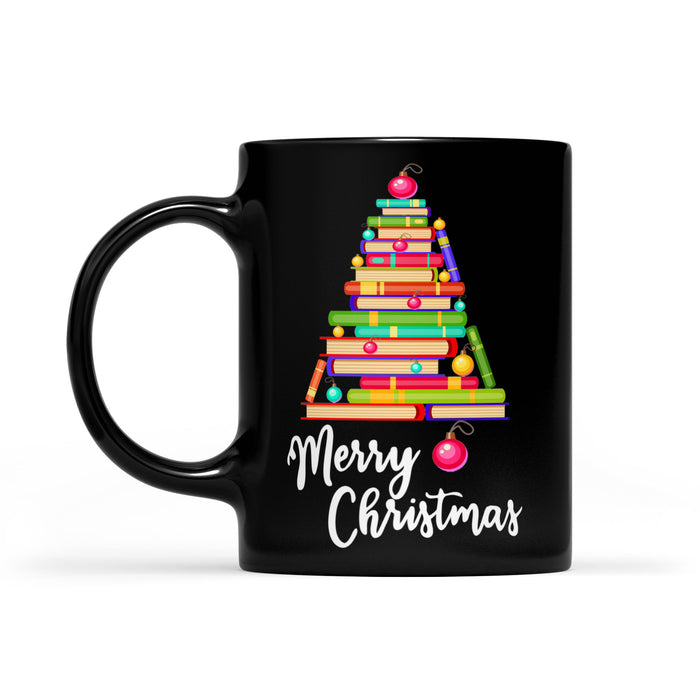 Merry Christmas Books Tree For Book Lovers Funny  Black Mug Gift For Christmas