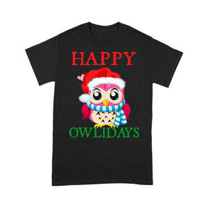 Happy Owlidays Funny Christmas  Tee Shirt Gift For Christmas