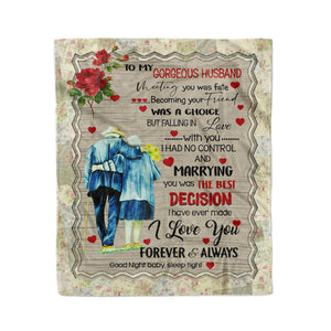 To my gorgeous husband meeting you was fate personalized fleece blanket gifts custom christmas blanket