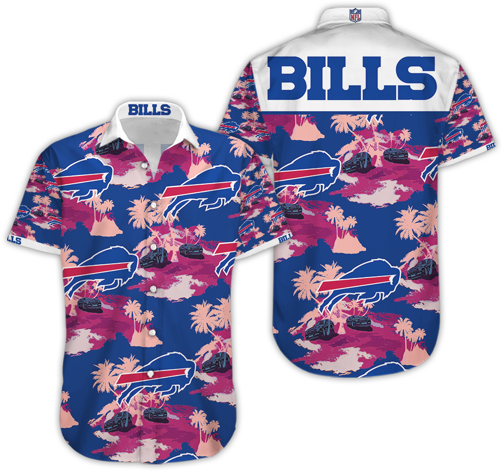 Buffalo Bills Hawaiian Button-Up Shirt,Hawaiian Shirt Gift, Christmas Gift