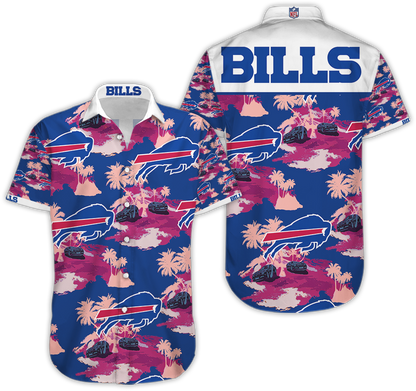 Buffalo Bills Hawaiian Button-Up Shirt,Hawaiian Shirt Gift, Christmas Gift