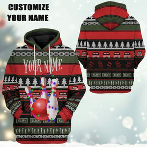 3D Custom Bowling Ugly Christmas Tshirt Hoodie Apparel