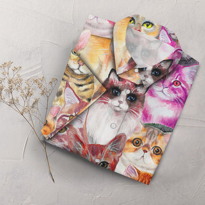 Cat Themed Hawaiian Shirt- Colorful Cats Aloha Hawaiian Shirt - Best Cat Themed Gifts_Hawaiian Shirt Gift, Christmas Gift
