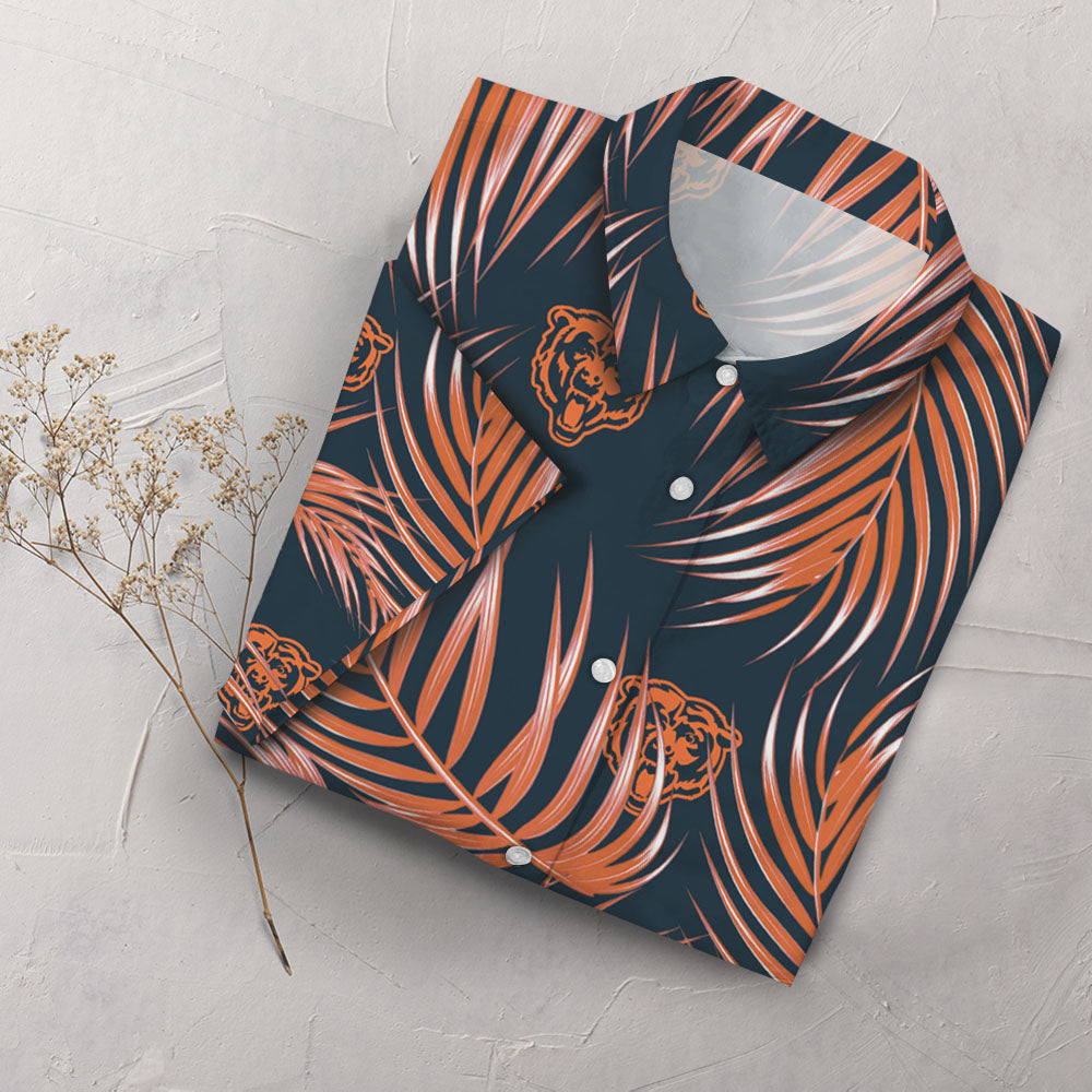 Chicago Bears Nfl Mens Haváís Aloha Button Up Léine Shorts Haváís Beach Short Muinchille_Haváíais Bronntanas Léine, Bronntanas Nollag