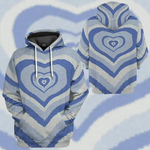 3D Blue Heart Wave Custom Sweater