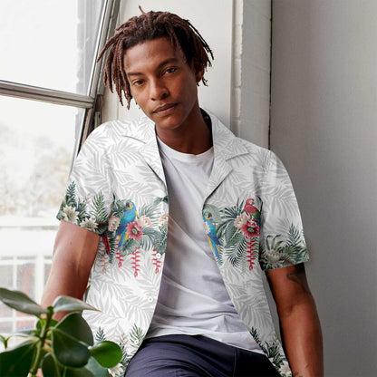 Dearann ​​Lotus Botanical Vintage Agus Parrot Macaw Léine Haváís, Bronntanas Léine Haváíais, Bronntanas Nollag