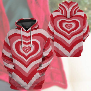 3D Red Heart Wave Custom Sweater