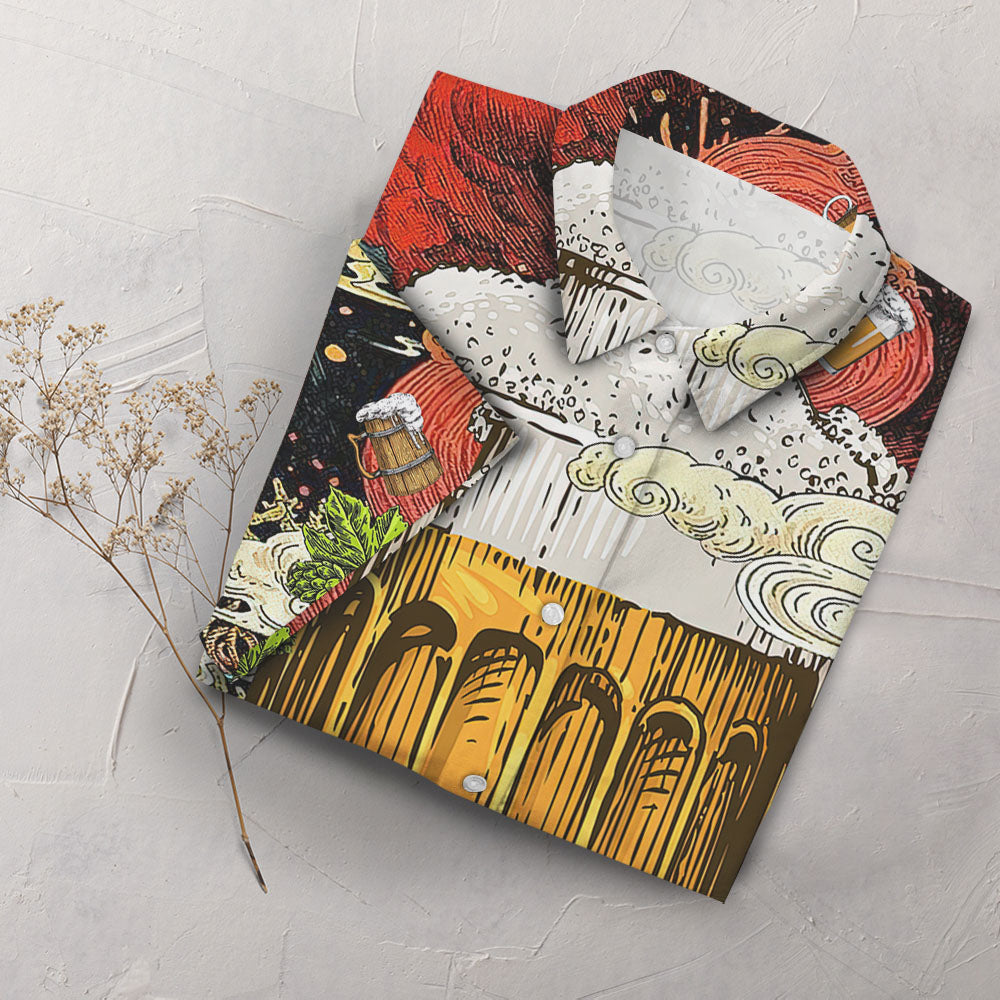 Beer Hawaiian Shirt - Beer Cup In Ocean Red Blue Hawaiian Aloha Hawaii Shirt - Hawaii Themed Gifts,Hawaiian Shirt Gift, Christmas Gift