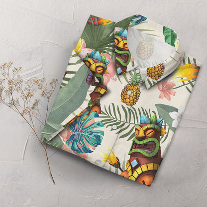 Léine Haváíais Tiki - Léine Haváis Tiki Tropical Pineapple - Bronntanais ar Théamaí Trá is Fearr, Bronntanas Léine Haváís, Bronntanas Nollag