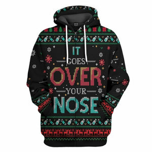 3D It Goes Over Your Nose Mask Ugly Christmas Sweater Custom Tshirt Hoodie Apparel