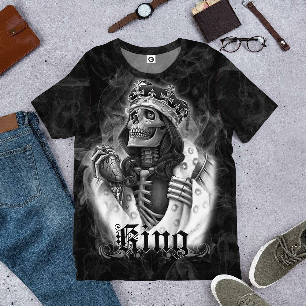 3D Skull a Rí Saincheaptha Tshirt Éadaí Cochaillín