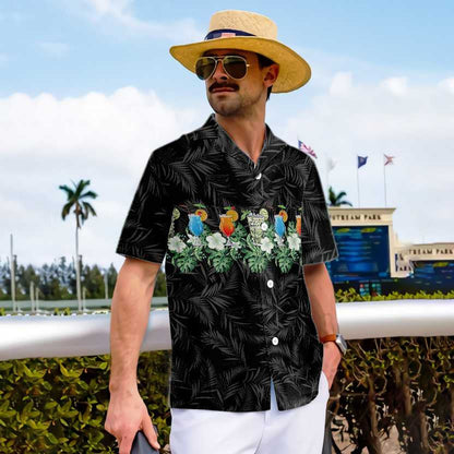 Black Background Tropical Aloha Bartender Design Hawaiian Shirt,Hawaiian Shirt Gift, Christmas Gift