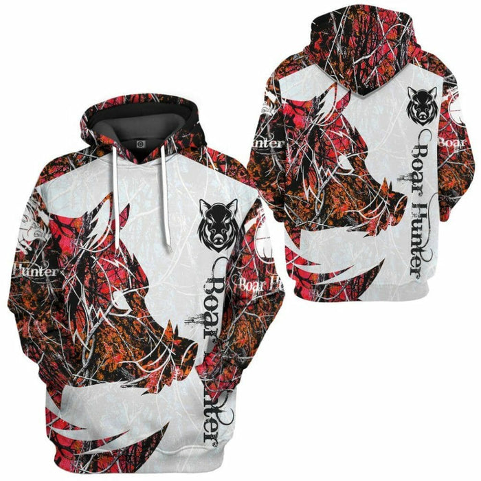 3D Boar Hunter Red Custom Tshirt Hoodie Apparel