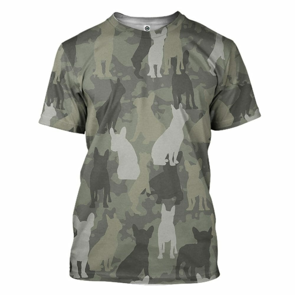 3D Fraincis Bulldog Camo Chustaim Tshirt Éadaí Hoodie