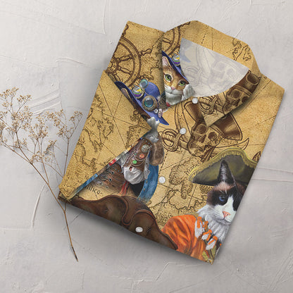 Cute Hawaiian Shirts - Cat Pirate Aloha Hawaiian Shirt - Gift Ideas For Cat Lovers, Hwaiian For Gift