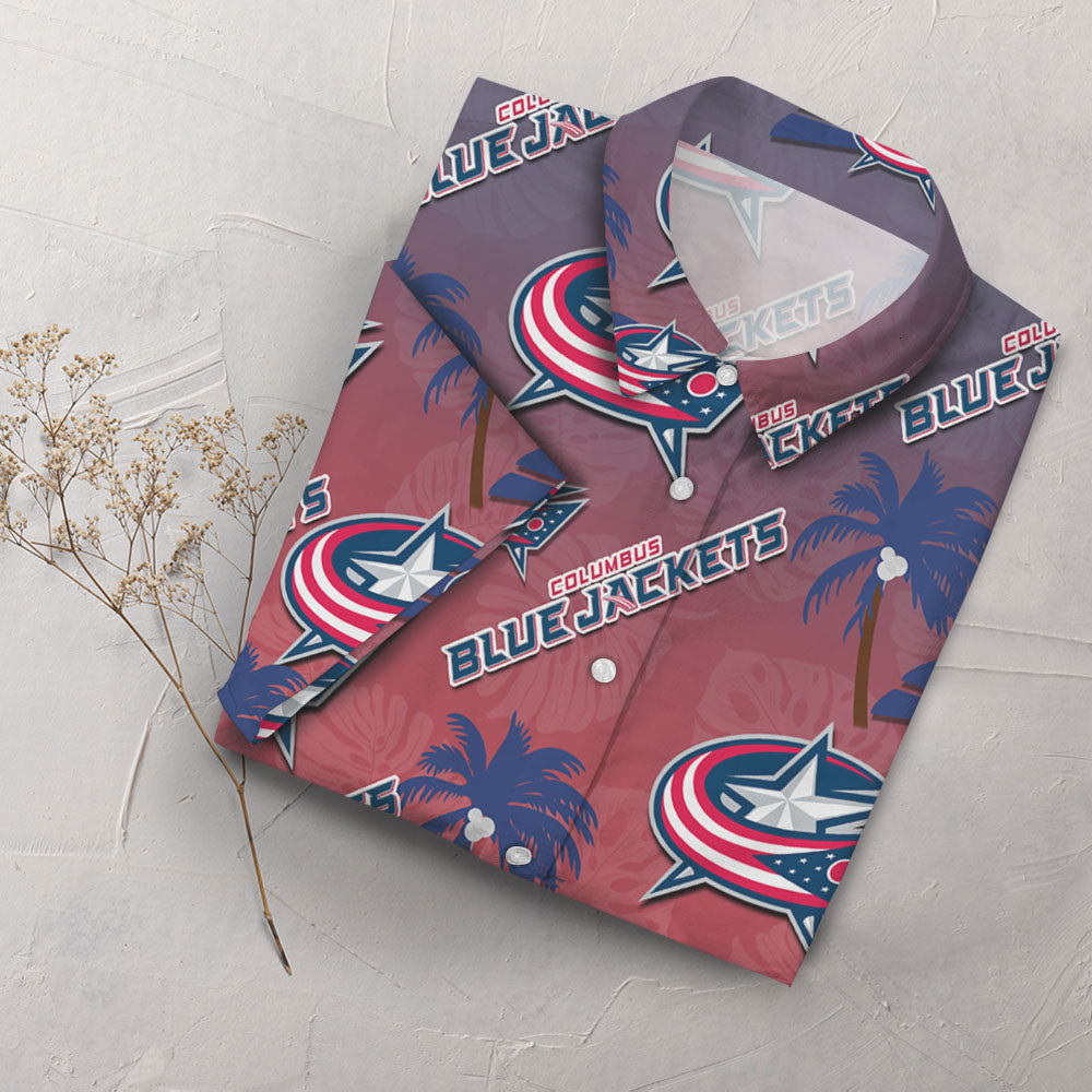 Columbus Blue Jackets Ice Hockey Team Aloha Shirt Hawaiian Aloha Shirt Hawaiian Shorts Beach Short Shirt, Hwaiian For Gift
