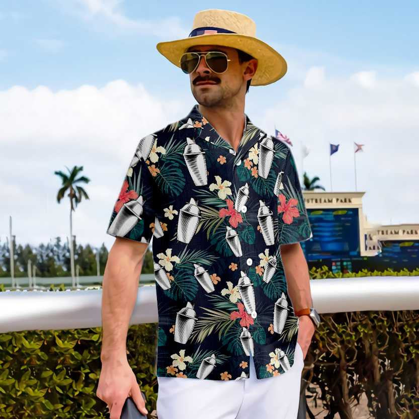 Tropical Pattern Bartender Flower Design Hawaiian Shirt,Hawaiian Shirt Gift, Christmas Gift