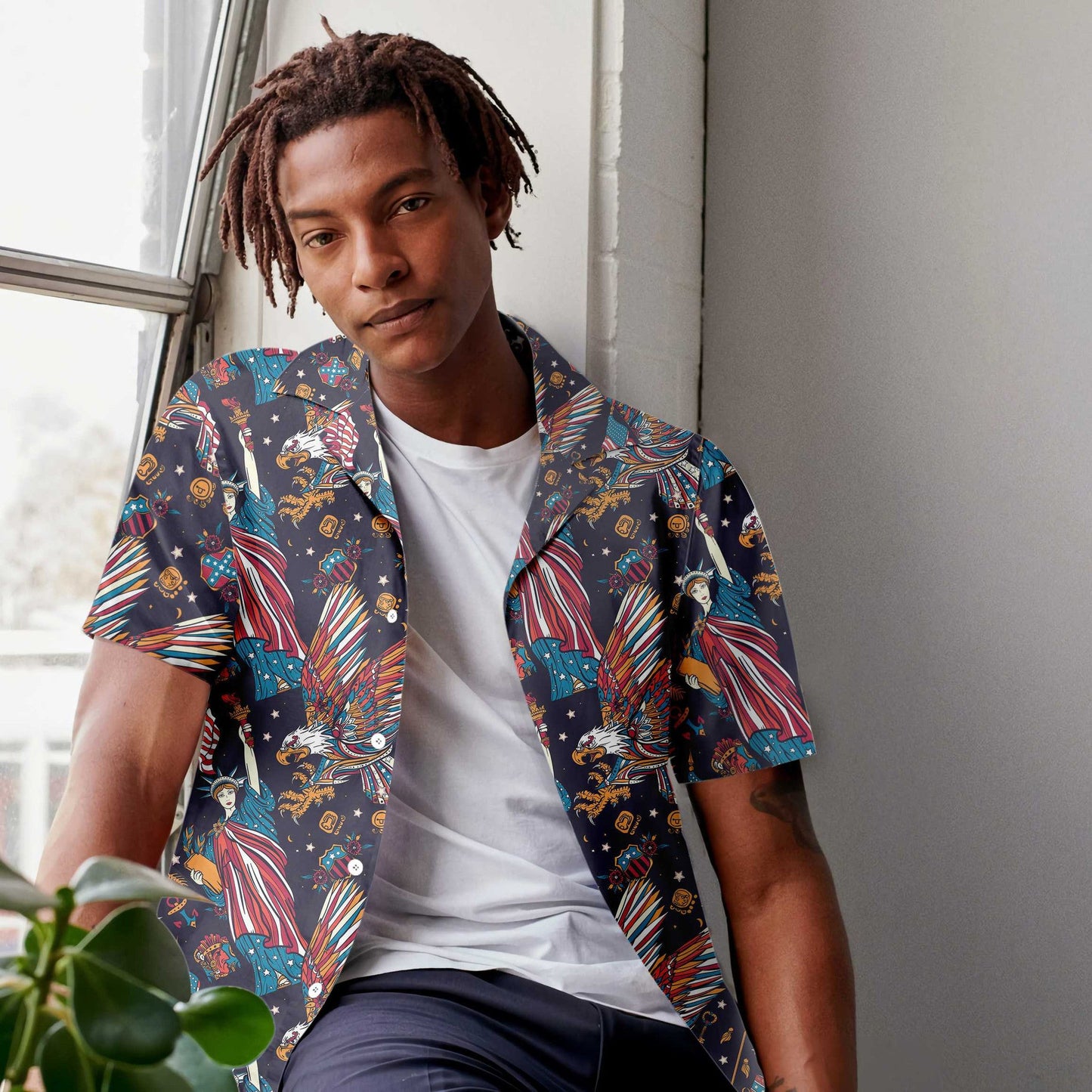 Classic Tattoo Style American Eagle Design Hawaiian Shirt,Hawaiian Shirt Gift, Christmas Gift