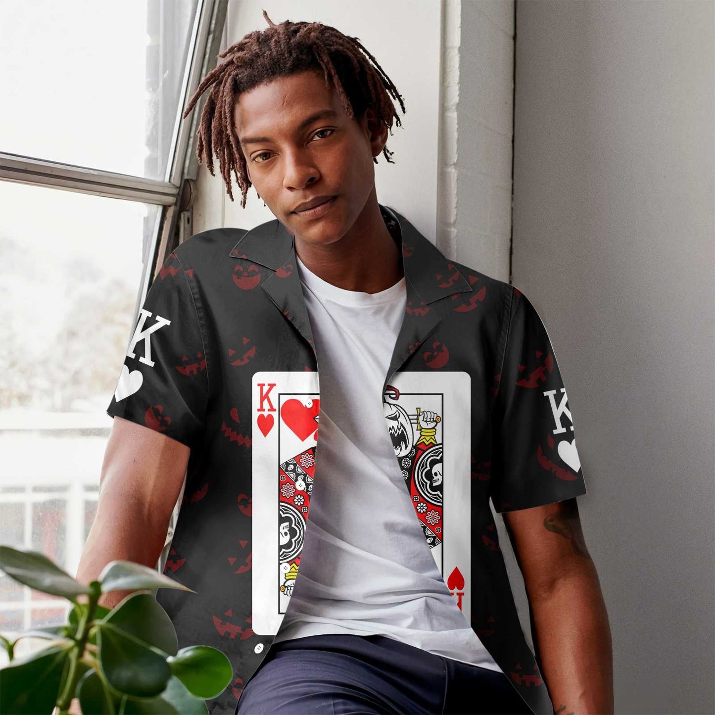 Nice Halloween Pumpkin King Card Hawaiian Shirt ,Hawaiian Shirt Gift, Christmas Gift