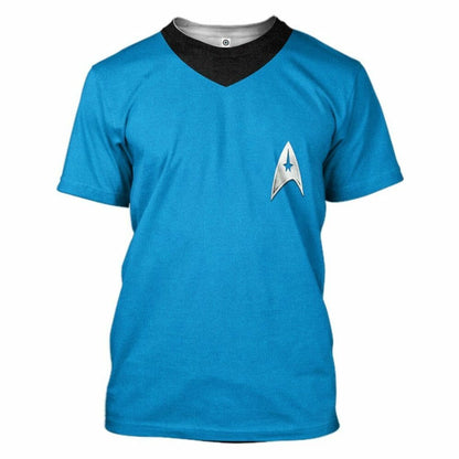 3D Star Trek An tSraith Bhunaidh 1966 1969 Éadaí Cochaillín Tléine Gorm Saincheaptha