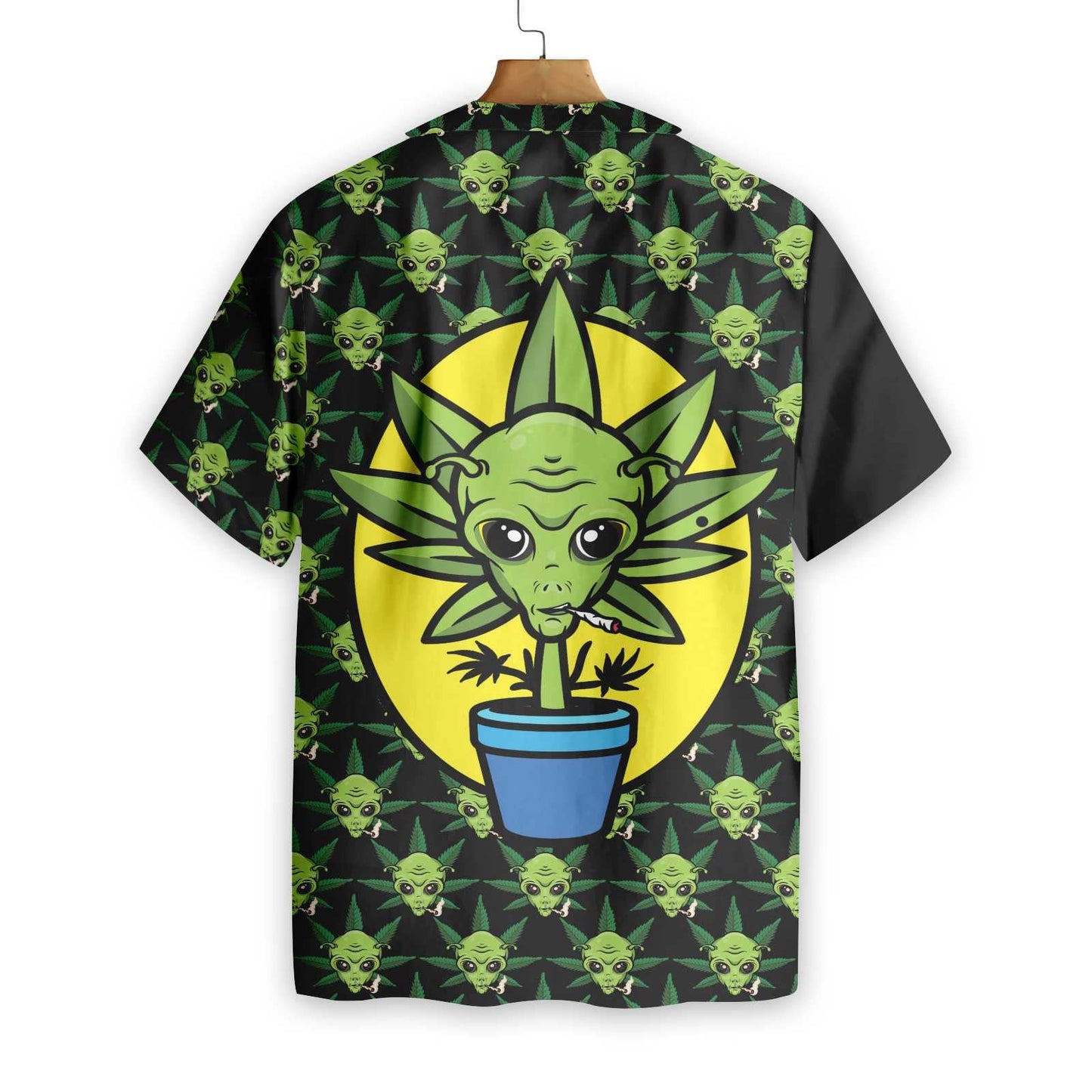 Funny Alien Organic Marijuana Design Hawaiian Shirt,Hawaiian Shirt Gift, Christmas Gift