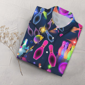 Bowling Hawaiian Shirt - Awesome Colorful Bowling Neon Light Hawaiian Shirts - Gift Ideas For Bowling Lovers,Hawaiian Shirt Gift, Christmas Gift