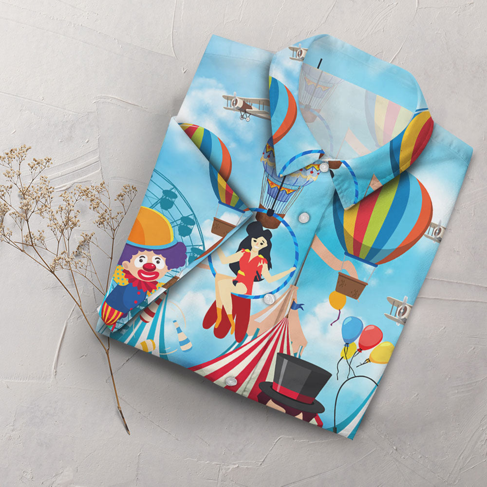 Circus Elephants Unisex Short Sleeve Shirt Vacation Tropical Shirts Best Hawaiian Shirts Hawaiian Shirts For Men_Hawaiian Shirt Gift, Christmas Gift