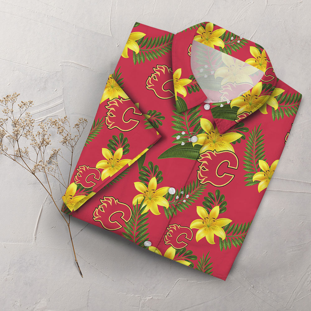 Calgary Flames Aloha Shirt Hawaiian Aloha Shirt Hawaiian Shorts Beach Short Shirt- Hawaiian Shirts -Hawaiian Shirt Gift, Christmas Gift