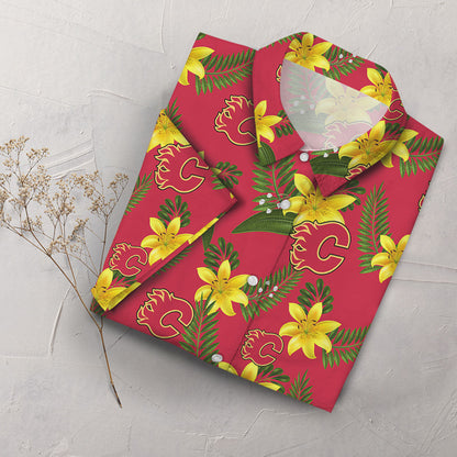 Calgary Flames Aloha Shirt Hawaiian Aloha Shirt Hawaiian Shorts Beach Short Shirt- Hawaiian Shirts -Hawaiian Shirt Gift, Christmas Gift