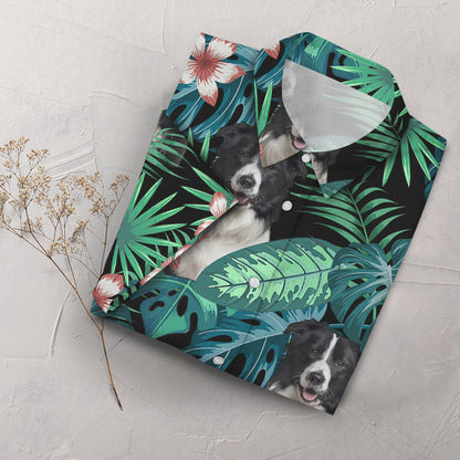 Border Collie Hawaiian Shirt - Border Collie Green Tropical Hawaiian Shirt - Summer Gifts For Men,Hawaiian Shirt Gift, Christmas Gift