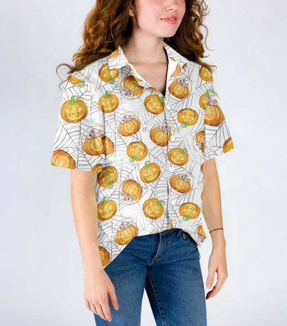 Candy Pumpkin Oíche Shamhna Ar Ghréasán Damhán alla Léine Haváíais Dhrámaíochta, Bronntanas Léine Haváíais, Bronntanas Nollag