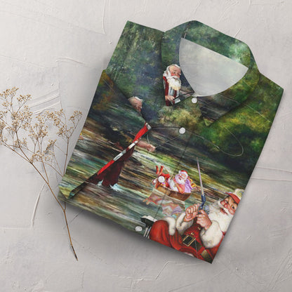 Christmas Santa Hawaiian Shirt - Merry Fishmas And A Happy New Reel Christmas Hawaiian Shirt - Christmas Gift_Hawaiian Shirt Gift, Christmas Gift