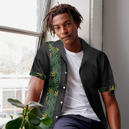 Black Background Retro Cannabis Marijuana Design Hawaiian Shirt, Hawaiian For Gift