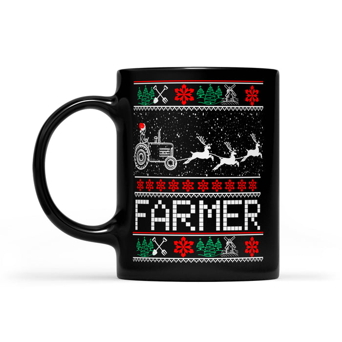 Tractors Farmer Ugly Christmas Funny -  Black Mug Gift For Christmas