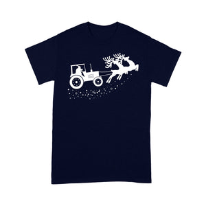 Christmas Santa Tractor Sleigh Funny Farmer Gift T-shirt Tee Shirt Gift For Christmas