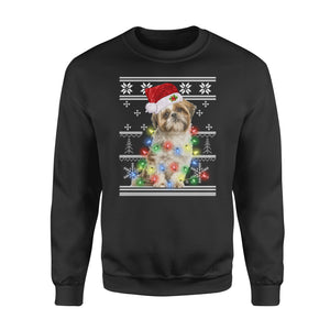 I want a Shih Tzu for my Christmas best gift for love - funny sweatshirt dog lovers christmas ugly sweatshirt