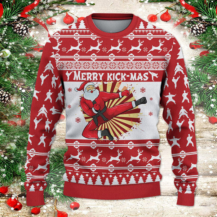 Karate Santa Merry Kick mas 3D Ugly Sweater, Christmas Ugly Sweater, Christmas Gift, Gift Christmas 2024