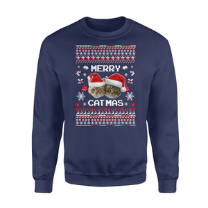 Merry Catmas Sweatshirt, Funny Christmas Cat Sweatshirt, Meowy Christmas Sweatshirt Family Gift Idea For Cat Lover
