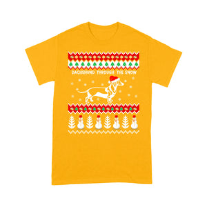 Funny Christmas Outfit - Dachshund Through The Snow Tee Shirt Gift For Christmas