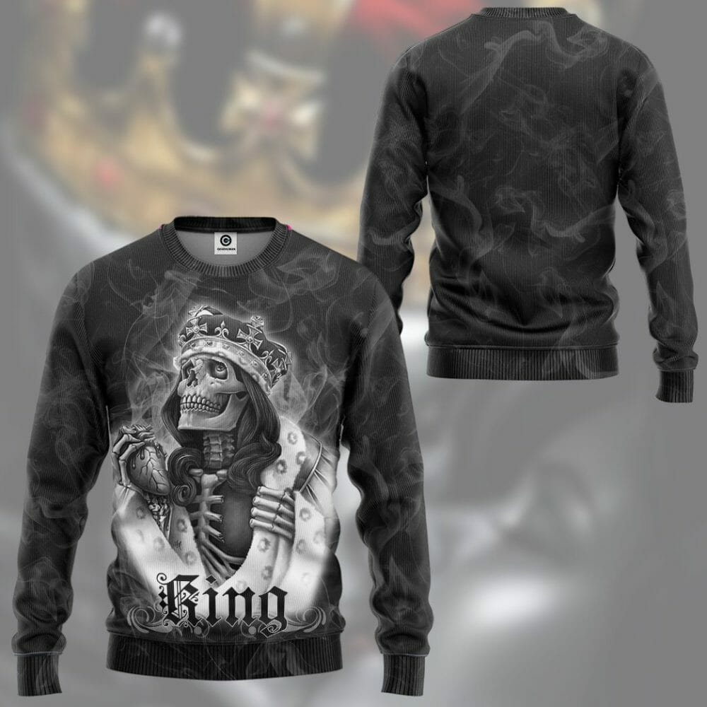 3D Skull a Rí Saincheaptha Tshirt Éadaí Cochaillín