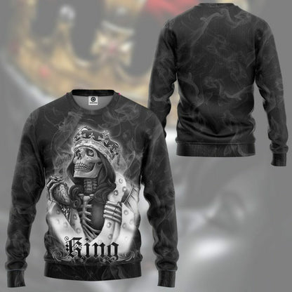3D Skull a Rí Saincheaptha Tshirt Éadaí Cochaillín