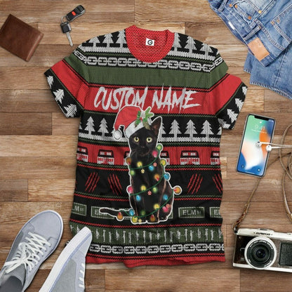 3D Saincheaptha Black Cat Gránna Nollag Tshirt Éadaí Cochaillín