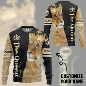 3D Lion Queen Custom Name Tshirt Hoodie Apparel