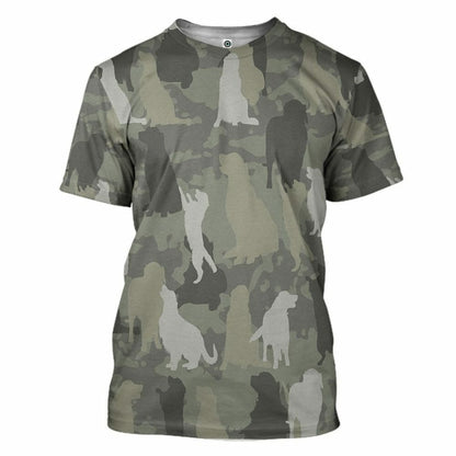 3D Golden Retriever Camo Chustaim Tshirt Éadaí Cochaillín